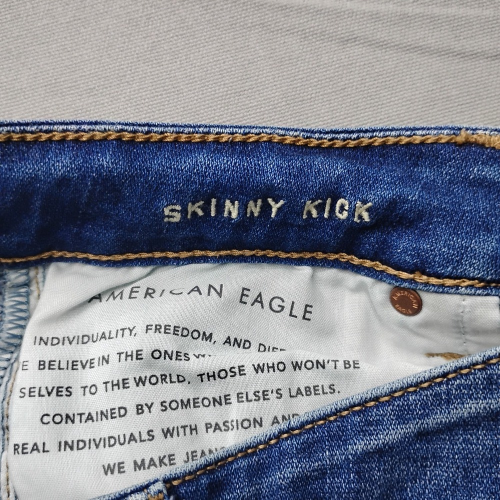 American Eagle Skinny Kick Jeans Womens 6 Blue Super Stretch - Picture 8 of 8